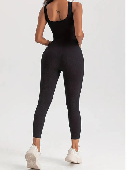 Women'S Solid Color Ribbed Yoga Shaping Suit Yoga Suit